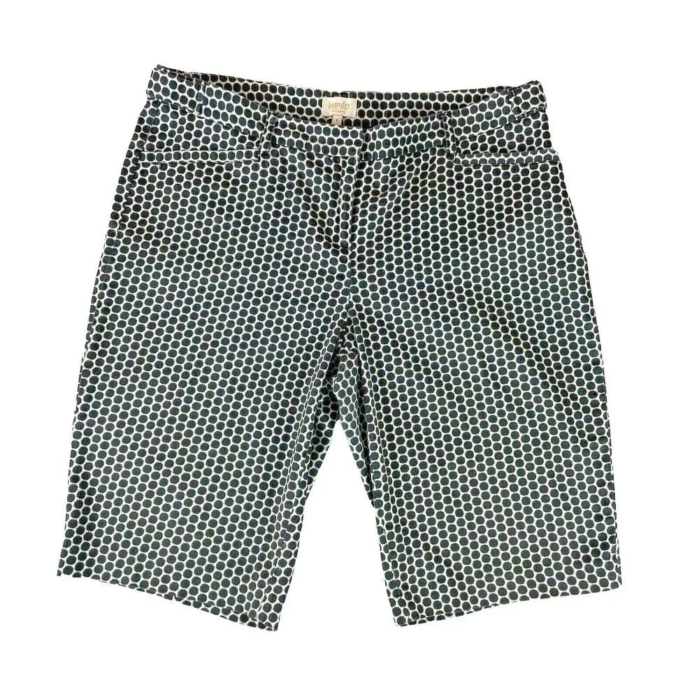 LAUNDRY Shelli Segal Bermuda Shorts Women's Size 8 Black / White Circles Stretch - Picture 1 of 16